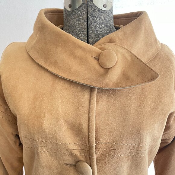 Vintage Highlander 1960s camel color soft suede coat w/removable collar - Picture 4 of 13
